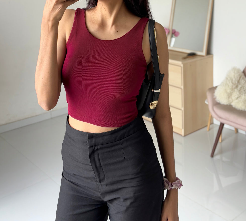 Wine Double Layer Cami Top