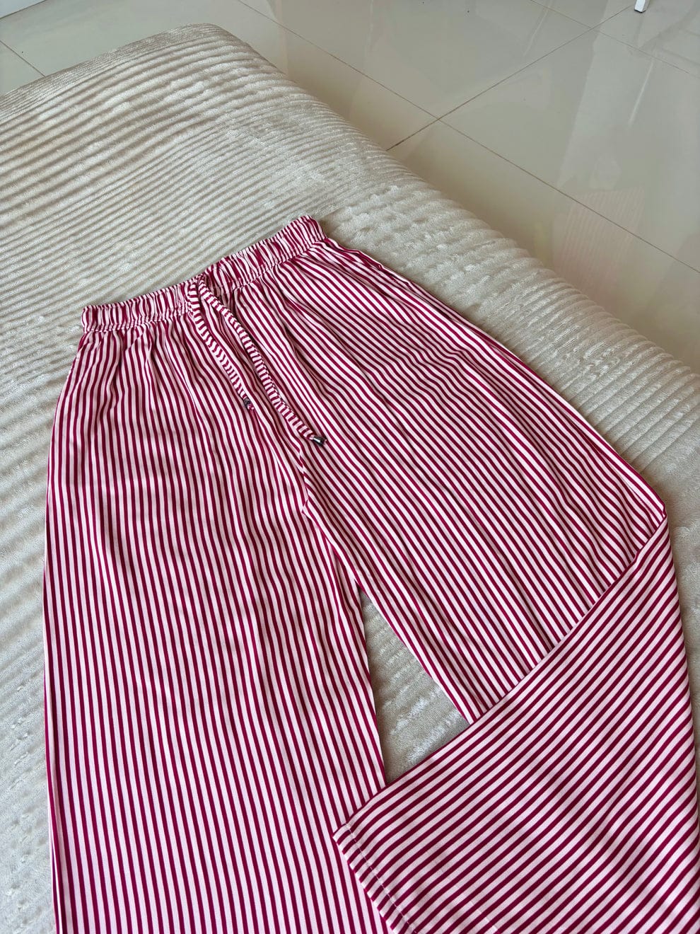 Cherry red striped pants