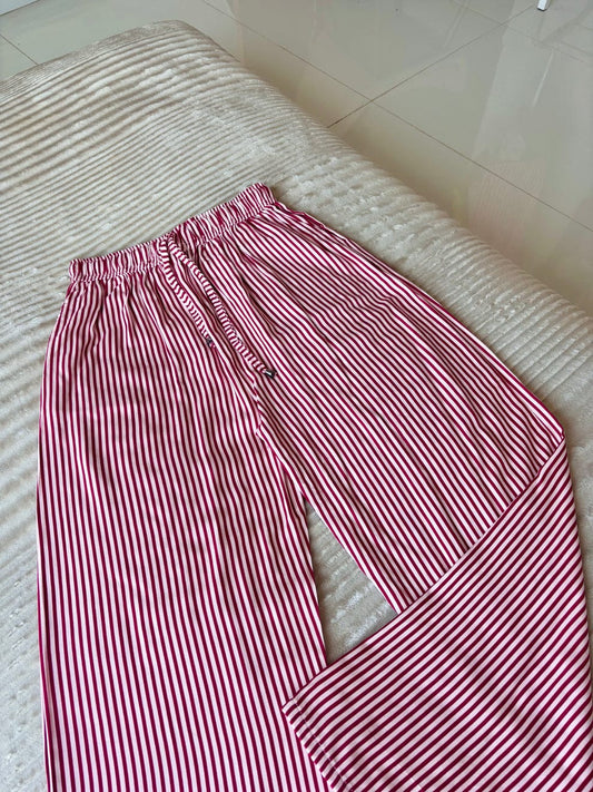 Cherry red striped pants