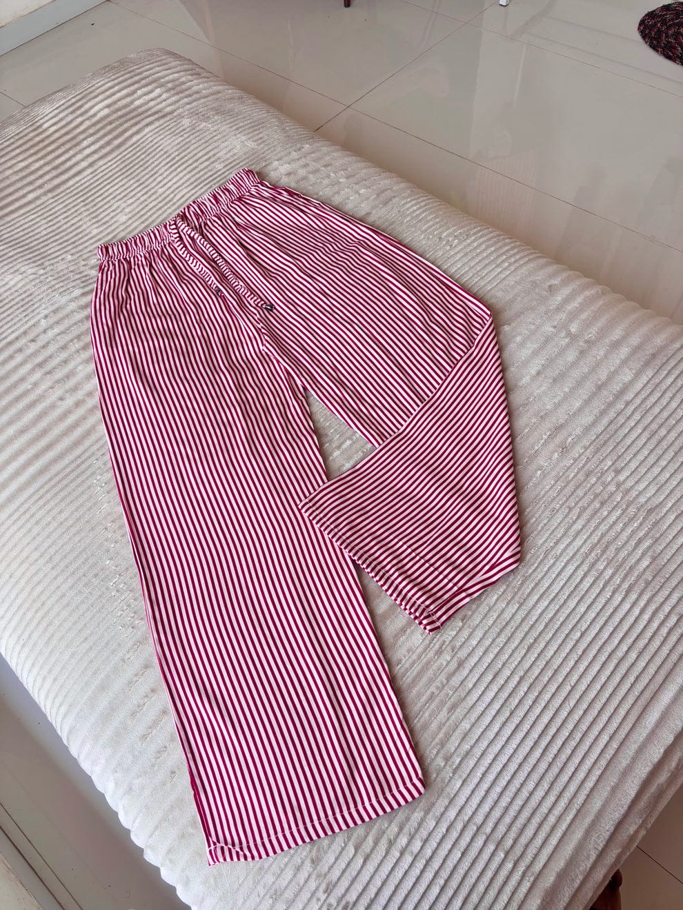 Cherry red striped pants