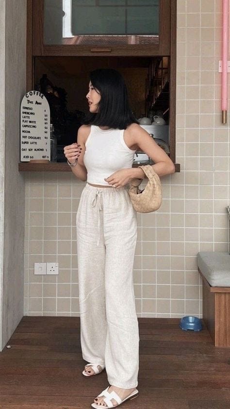 Beige Linen Pant