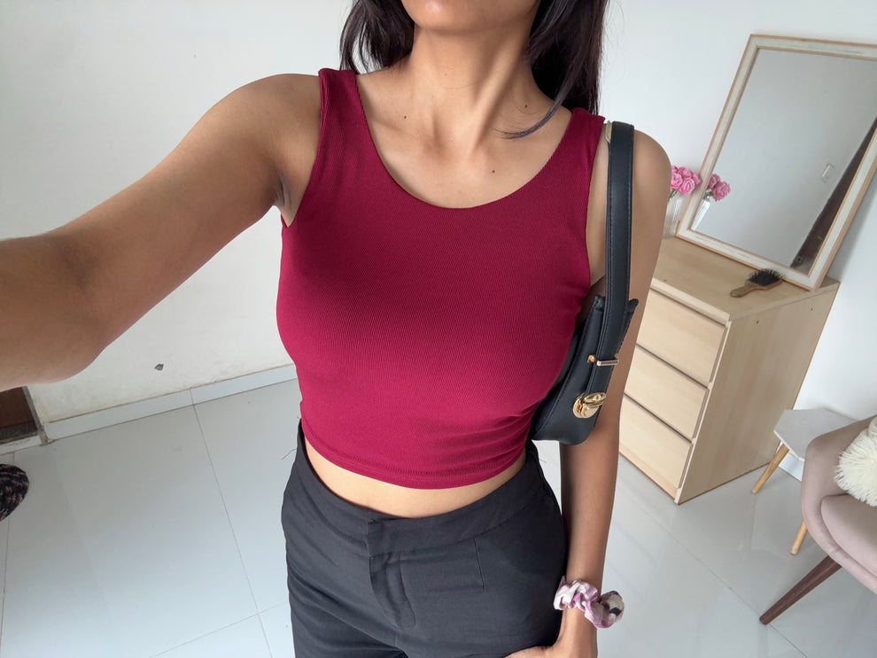 Wine Double Layer Cami Top