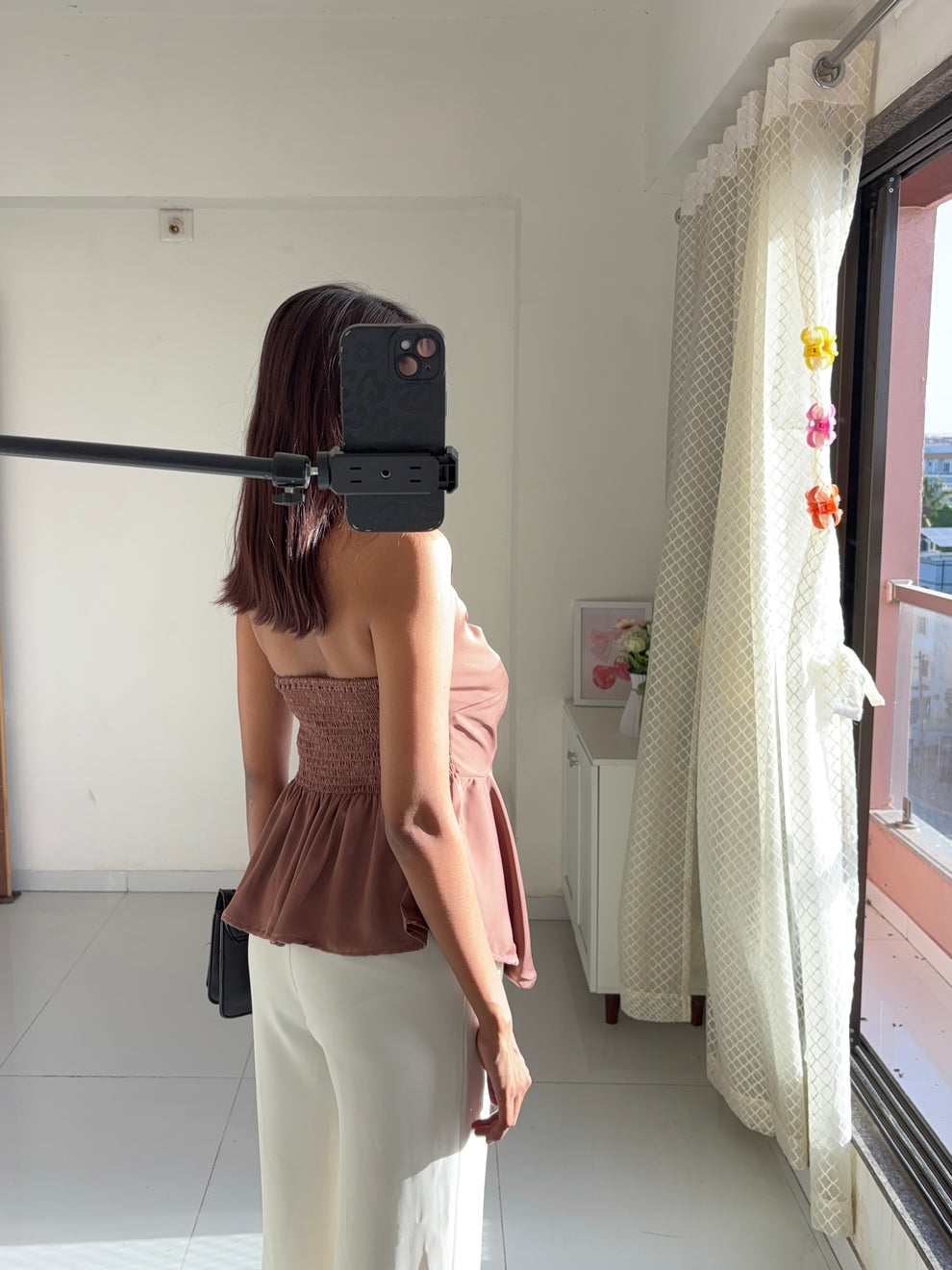 Mocha Brown Satin Halter Neck Top