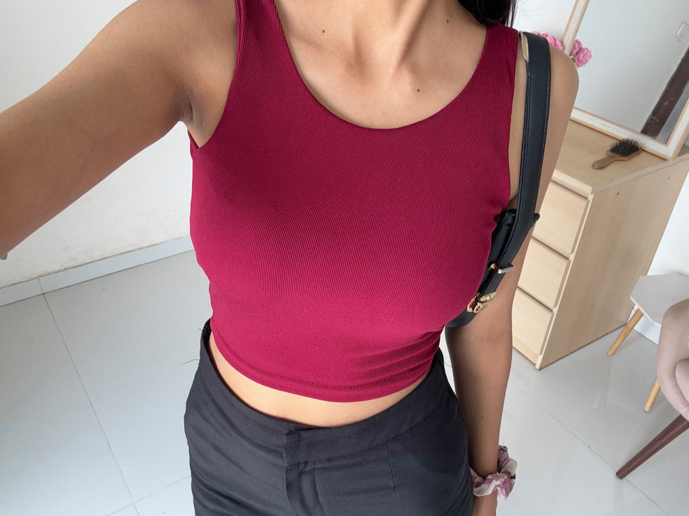 Wine Double Layer Cami Top