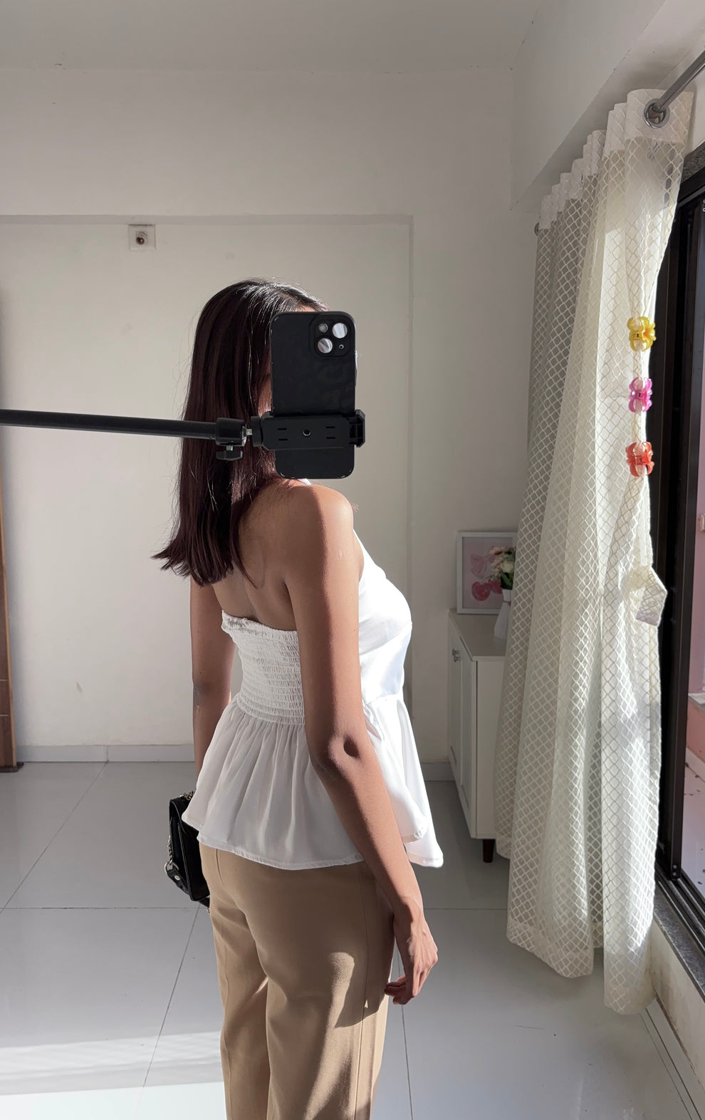 White Satin Halter Neck Top